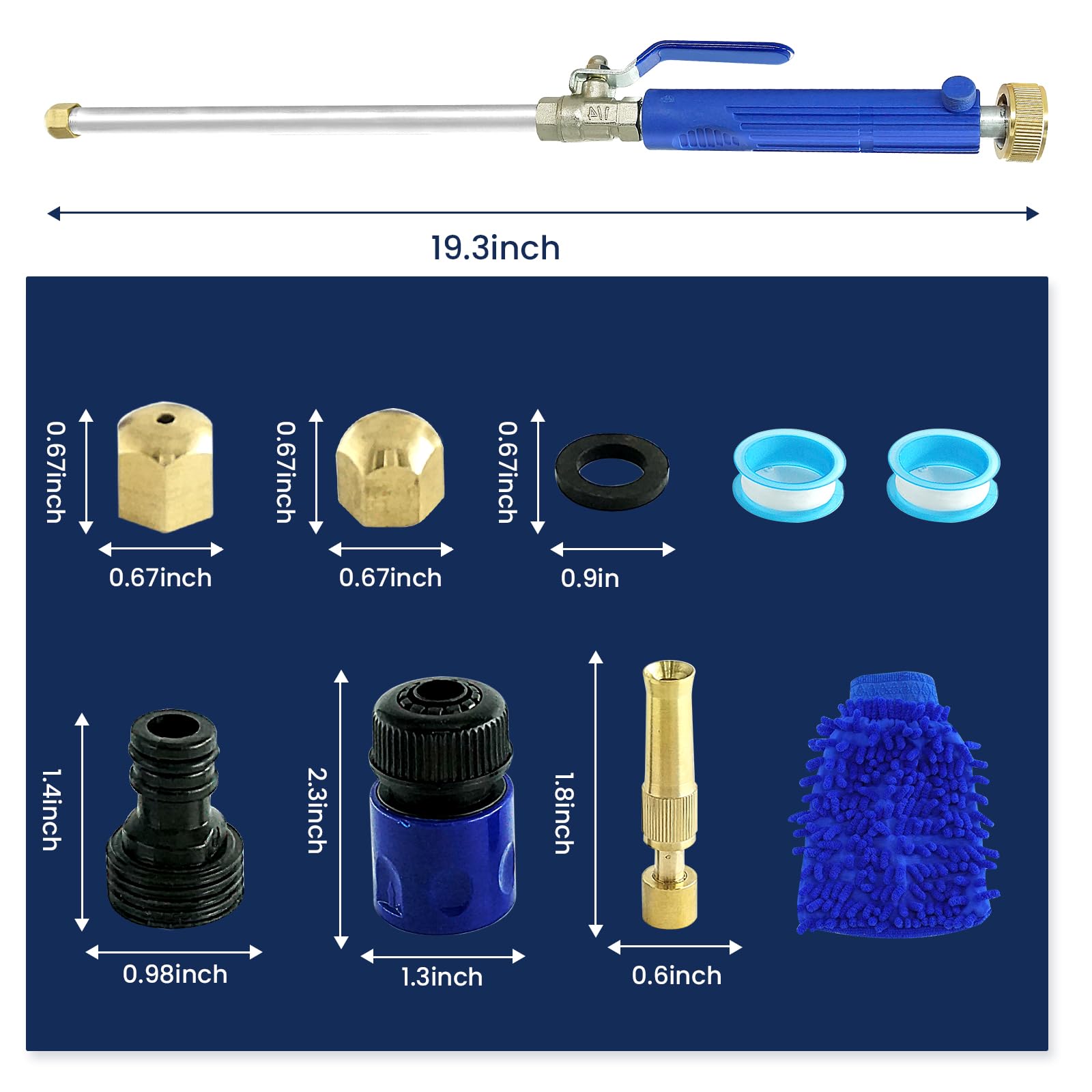 KHOCOEE Pressure Washer Wand with 3 Nozzles - High Pressure Hose Nozzle for Car, Garden & Window Washing (Blue)