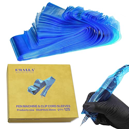 Ruicoo 125PCS Disposable Clip Cord Covers - Machine Protection Sleeves & Filter Pen Type Bags (Blue) | Ideal for Salon, Tattoo, Dental & Medical Equipment Protection