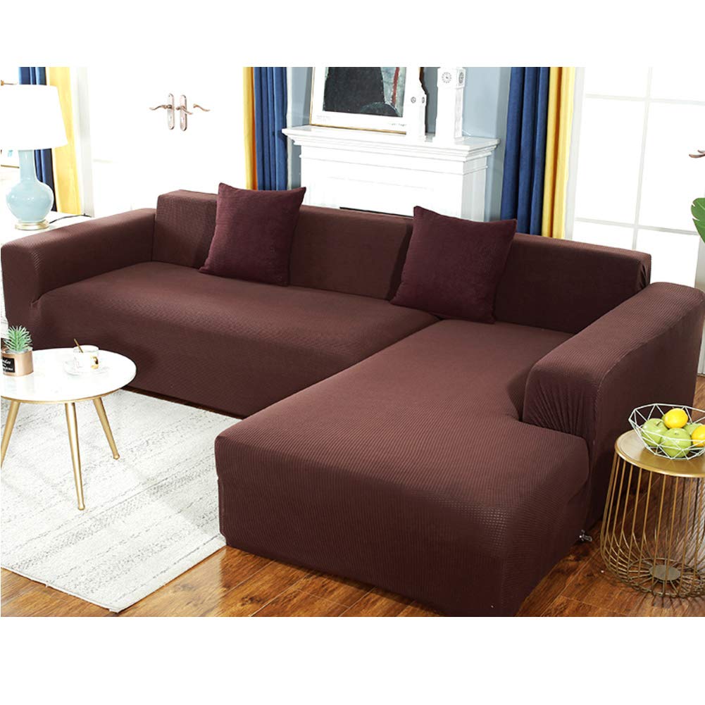 Stretch L-Shaped Sofa Cover Slipcover - Anti-Skid Elastic Sectional Couch Protector for 3+4 Seats | Perfect for Living Room, Family Room & Home Decor Protection