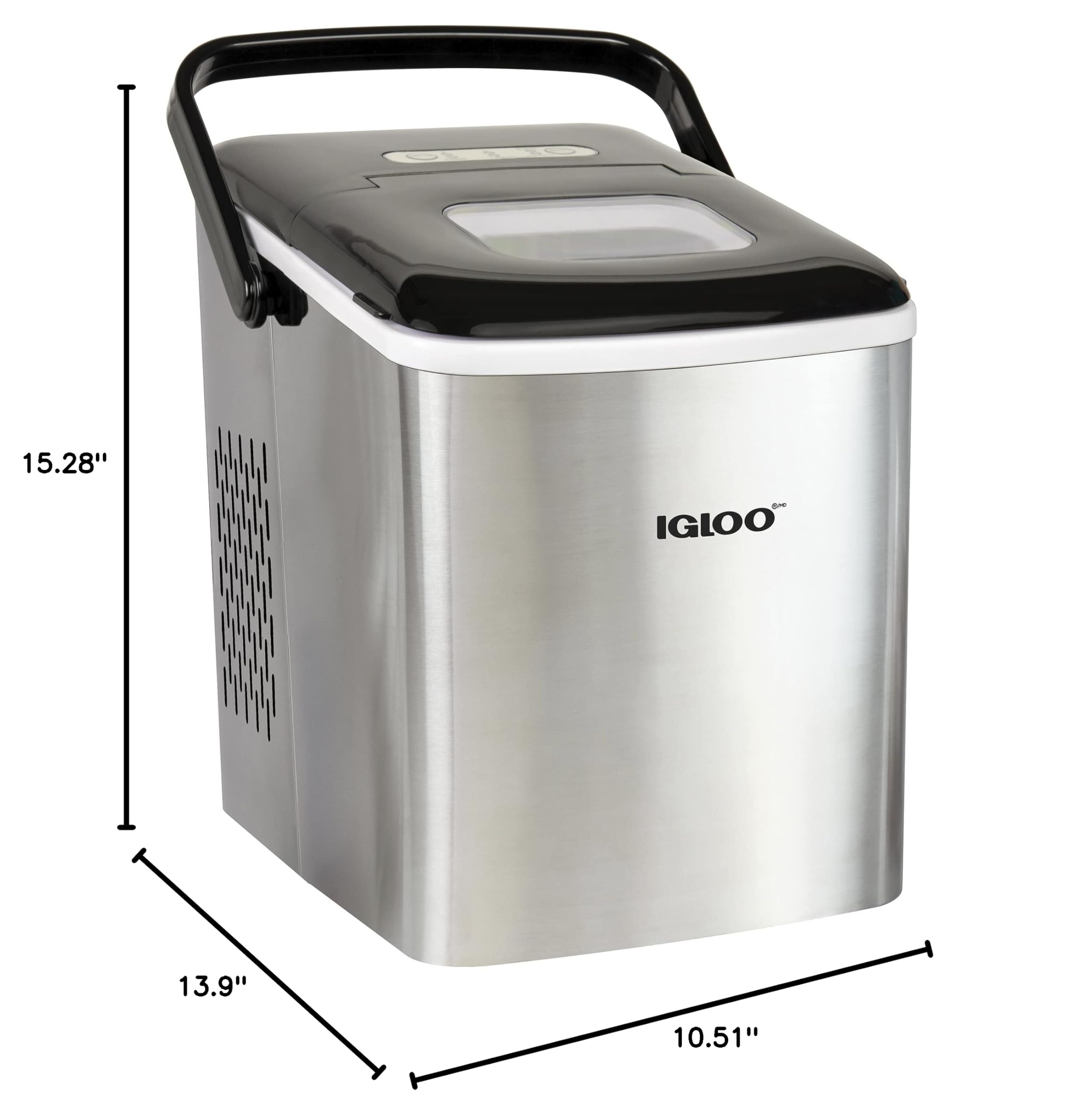Igloo Automatic Self-Cleaning Portable Electric Countertop Ice Maker Machine - 26 lbs/24H, 9 Cubes in 7 Mins - Stainless Steel with Ice Scoop & Basket - Perfect for Home, Office, RV, and Outdoor Parties