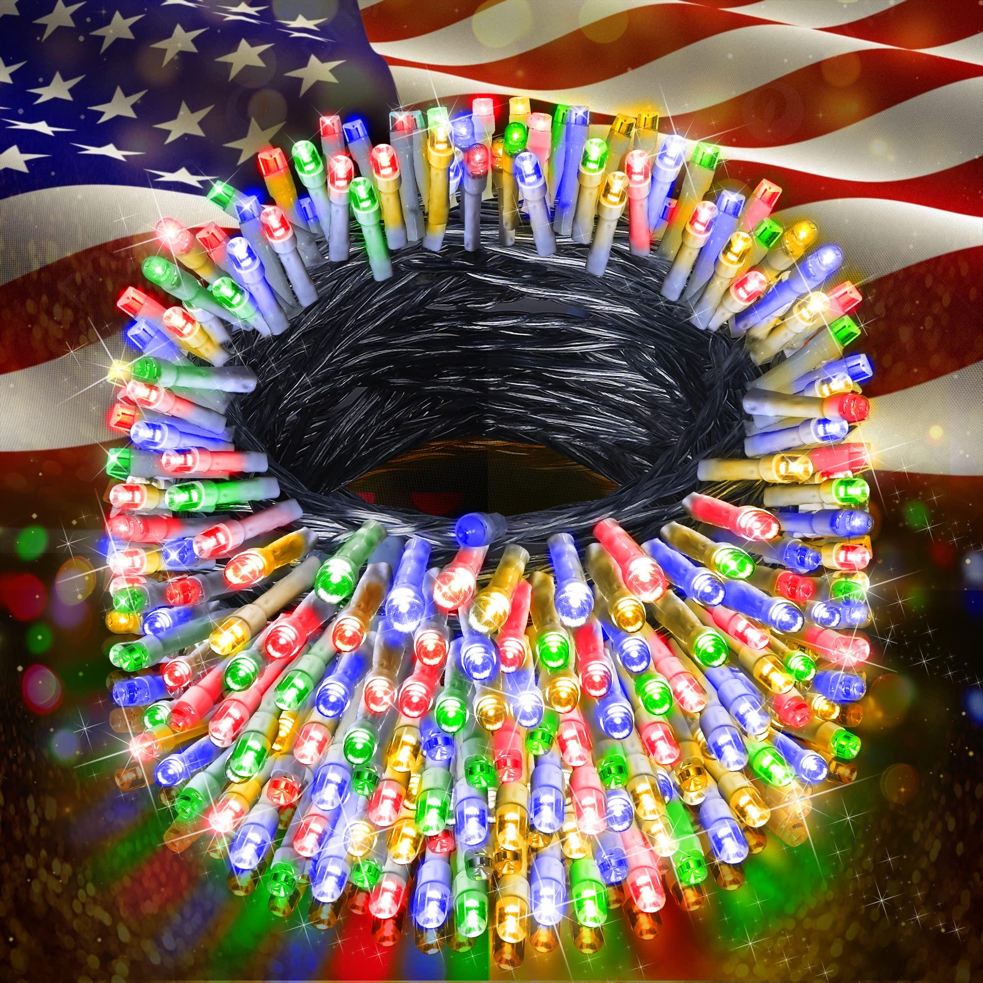 XURISEN 200FT 500LEDs Waterproof Outdoor Christmas Lights - 8 Modes String Lights with UL Certification for Holiday Decorations | Perfect for Christmas Trees, Porch, Roof, Patio, House Party & Garden Decor (Multicolor)