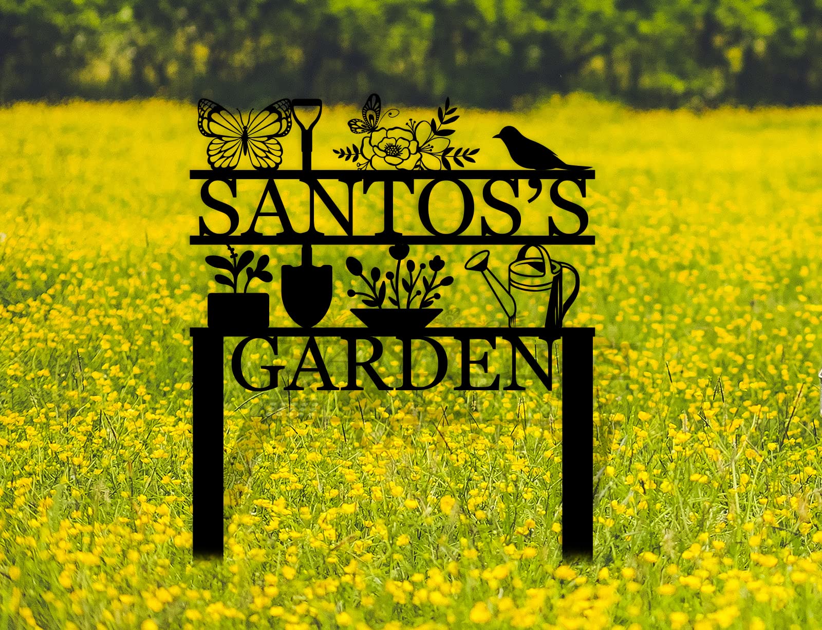 Custom Metal Garden Signs with Name - Personalized Outdoor Garden Decor (15''-32'') - Perfect for Flower Beds, Backyard Landscaping & Housewarming Gifts