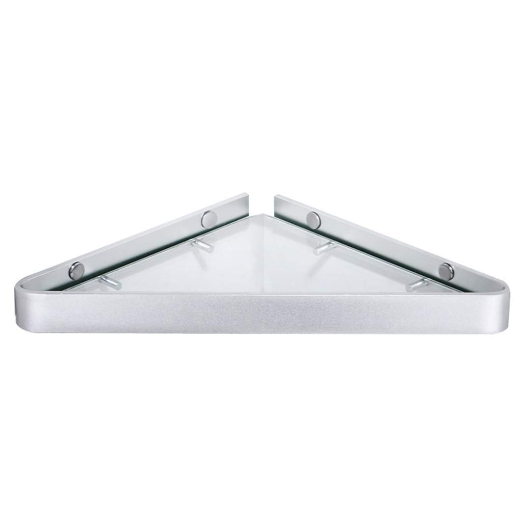 Premium Aluminum & Thick Glass Bathroom Corner Shelf - Wall Mounted Hanging Organizer for Shower, Bath, Spa - Contemporary Single Tier Storage Caddy (Color: A) - Ideal for Small Spaces, Bath Essentials & Decorative Display