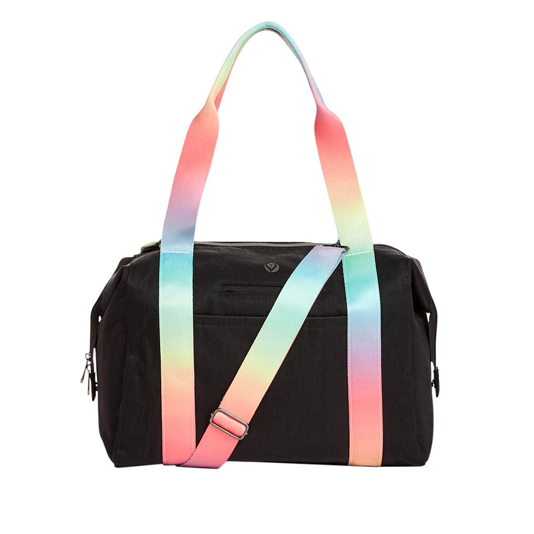Heartsoul Madison Duffel Bag - Large Travel Tote & Nurse Work Bag - Waterproof & Spacious Carryall for Gym, Work, Overnight Trips - Black & Rainbow Color Options