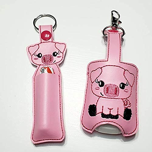 Pig-Shaped Hand Sanitizer & Lip Balm Holder Keychain - Portable Sanitizer Dispenser for Purse, Backpack, Gym & Travel Accessories