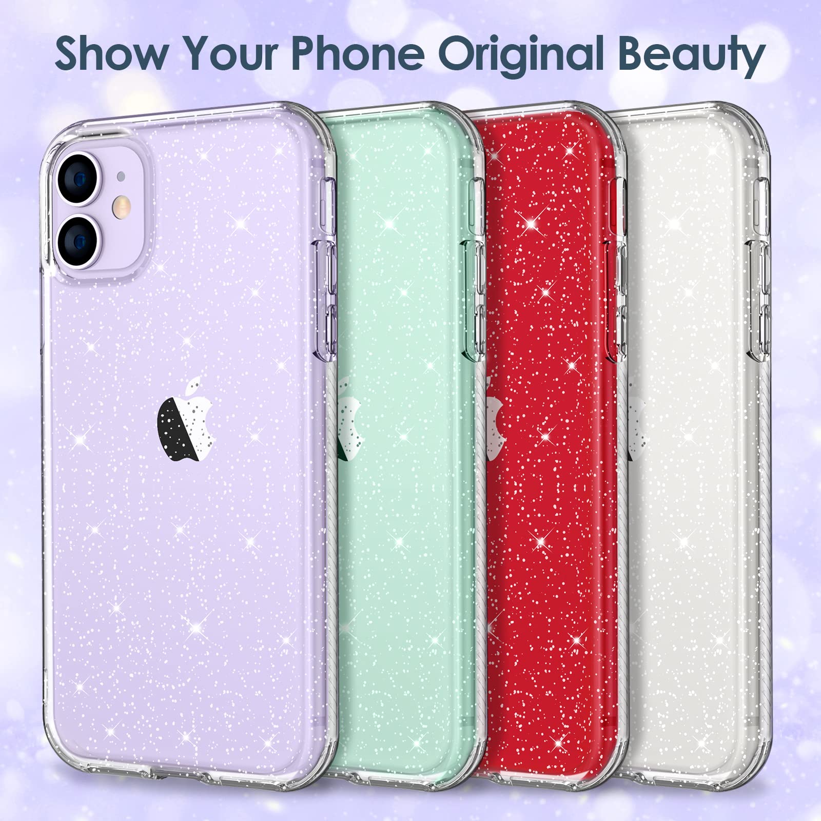 Hython Sparkly Clear Glitter Case for iPhone 11 - Cute Shiny Bling Protective Cover with Anti-Scratch Soft TPU | Slim Fit Shockproof Phone Case for Women & Girls | Perfect for Everyday Use, Parties & Gifts
