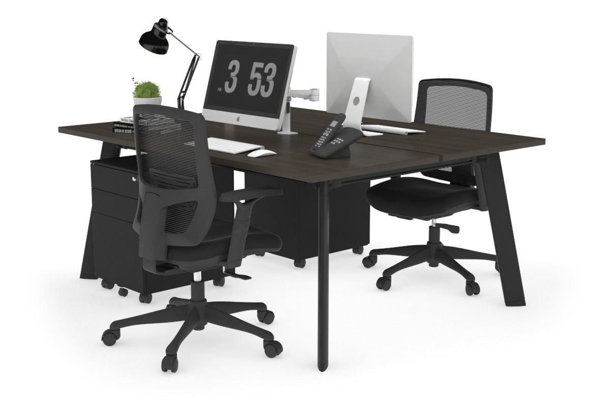 2-Person Workstation with Black Frame - 1200L x 700W Office Desk for Collaborative Workspaces | Perfect for Home Office, Coworking Spaces & Team Projects