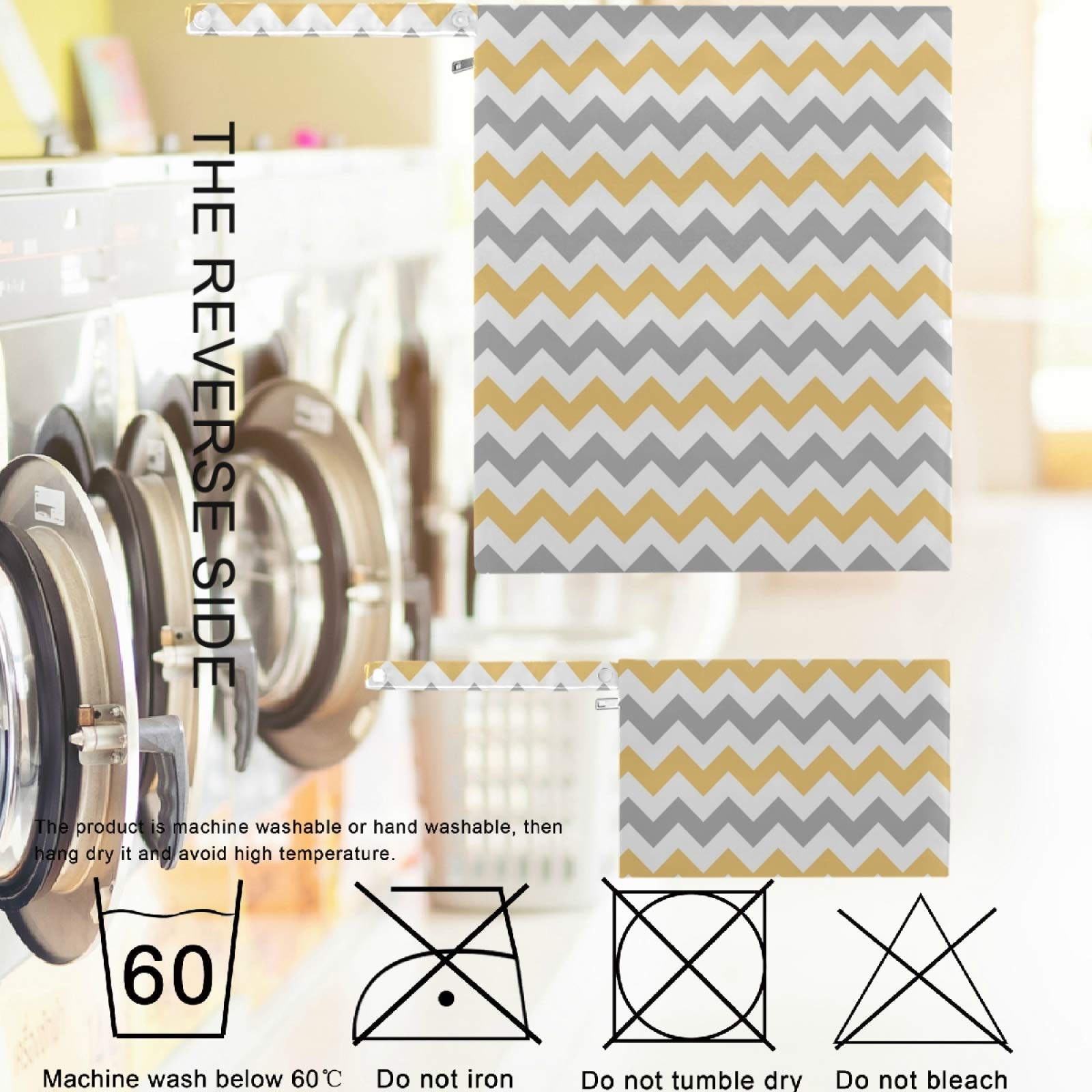 Visesunny Grey and Yellow Plaid Chevron 2-Piece Wet Bag Set with Zippered Pockets - Washable & Reusable for Travel, Beach, Pool, Daycare | Perfect for Stroller Organization, Diaper Storage, Gym Clothes, Swimsuits & Toiletries | Great for Moms, Babies & Active Lifestyles