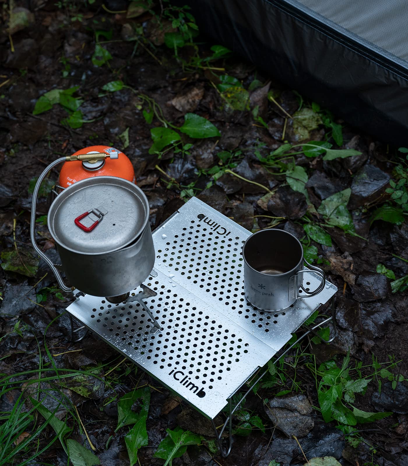 iClimb Mini Solo Folding Table - Ultralight Compact Portable Camping Table for Backpacking, Hiking, Beach, Picnic & Outdoor Adventures (Gunmetal, Mini) - Perfect for Travel, RV Trips & Small Space Living