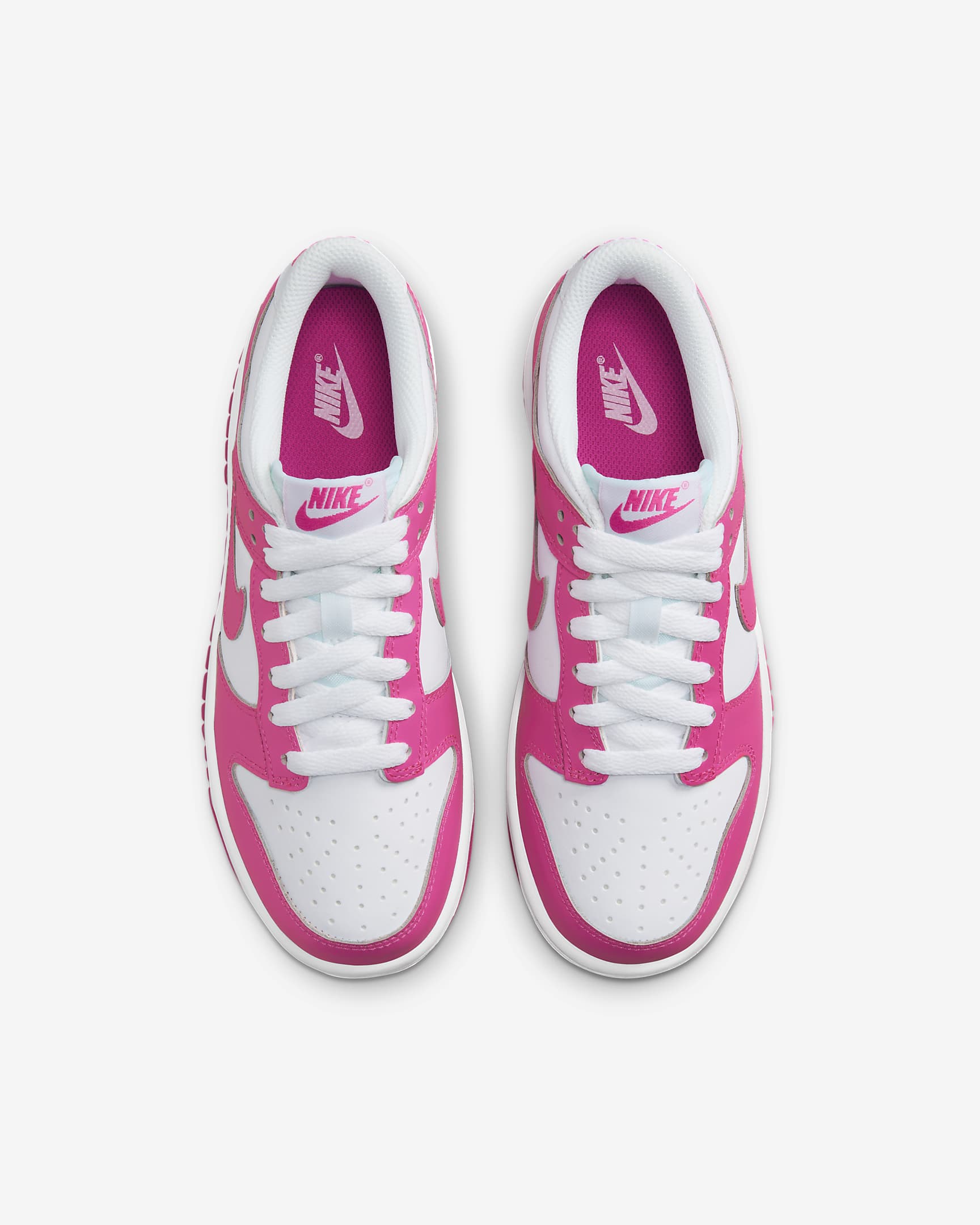 Nike Kids' Dunk Low Sneakers - White & Laser Fuchsia Basketball Shoes for Boys & Girls - Perfect for School, Playground & Casual Wear