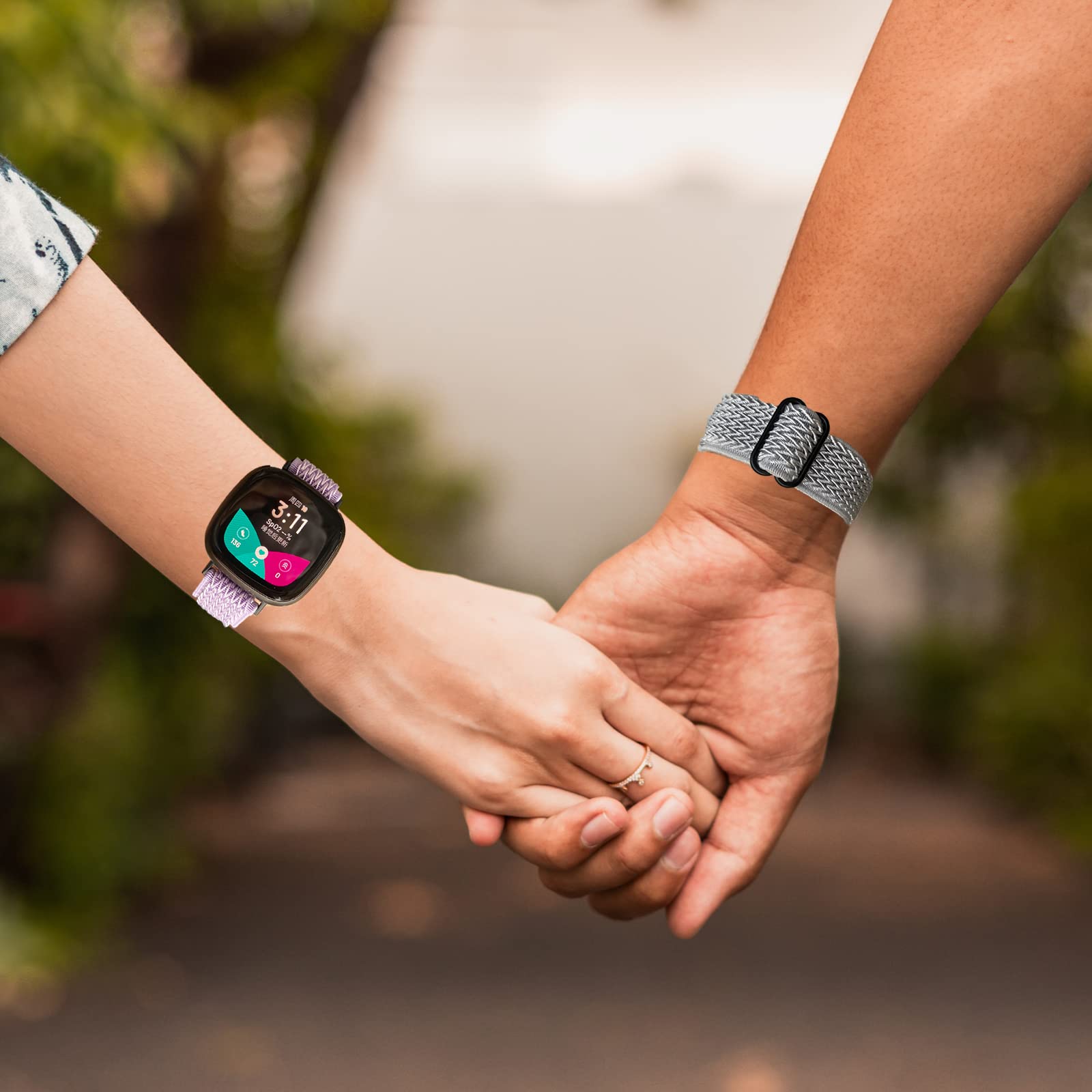 Stretchy Nylon Replacement Bands for Fitbit Versa 3/4 & Sense/Sense 2 - Soft Adjustable Sport Strap for Men & Women - Perfect for Workouts, Running & Everyday Wear