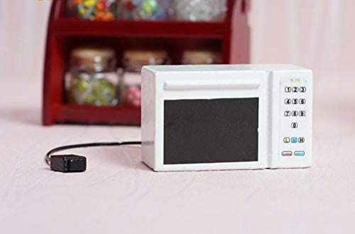 1:12 Scale Miniature Microwave Oven - High Simulation Dollhouse Kitchen Accessories, White & Black - Perfect for Dollhouse Decor, Miniature Kitchen Scenes, and Model House Displays