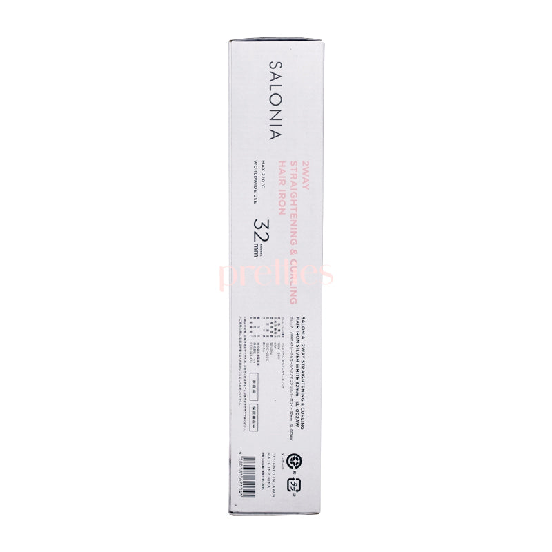 Salonia 32mm Hair Straightener & Curler - Dual Use Flat Iron for Straightening & Curling Hair - Professional Ceramic Tourmaline Styling Tool (White) - Perfect for Home Use, Travel & Salon Styling