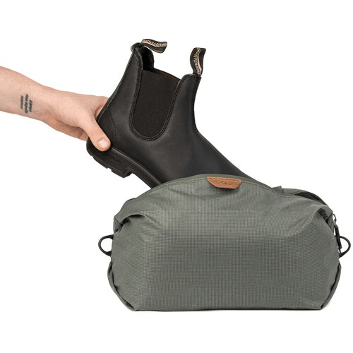 Peak Design Travel Shoe Pouch - Waterproof & Compact Shoe Storage Bag for Travel, Gym & Work (Sage Green) | Perfect for Business Trips, Workout Gear & Organization