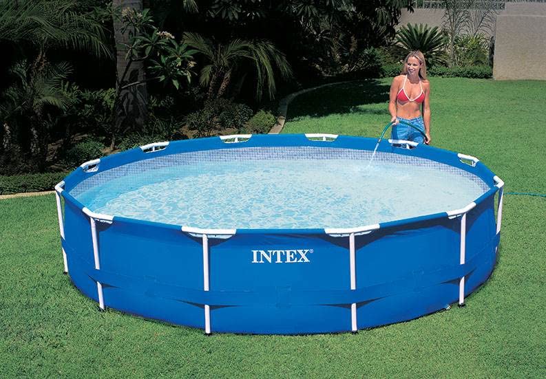 Intex 12ft x 30in Metal Frame Above Ground Round Swimming Pool Set with Filter Pump - Perfect for Backyard Family Fun, Summer Parties & Outdoor Relaxation