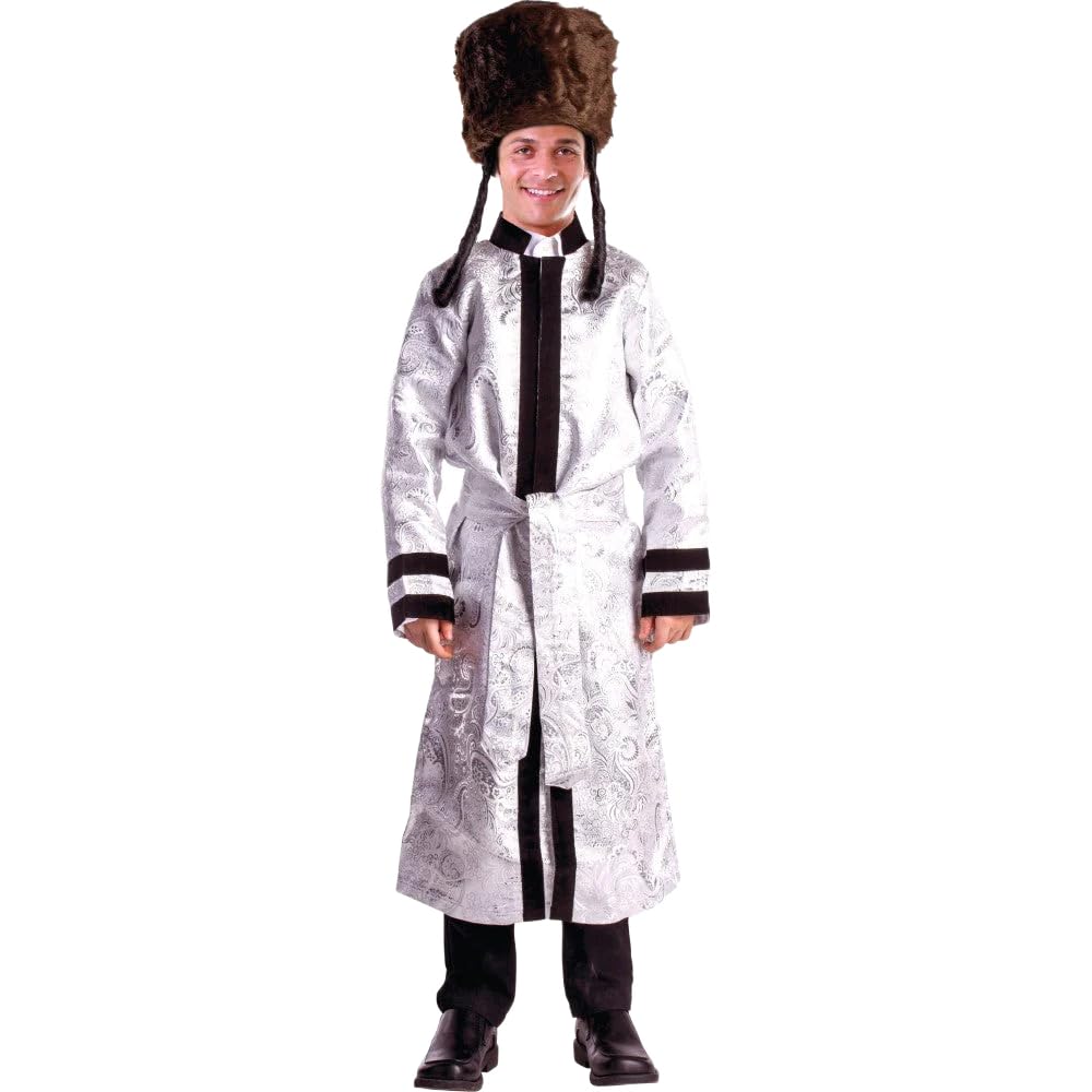 Elegant Silver Grand Rabbi Coat for Adults - Traditional Jewish Bekitcha Set for Weddings, Bar Mitzvahs & Religious Ceremonies