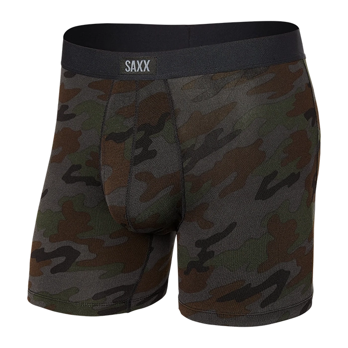 SAXX Daytripper Fly Boxer Briefs for Men - Black Ops Camo Print - Moisture-Wicking & Comfortable Underwear for Travel, Workout & Everyday Wear