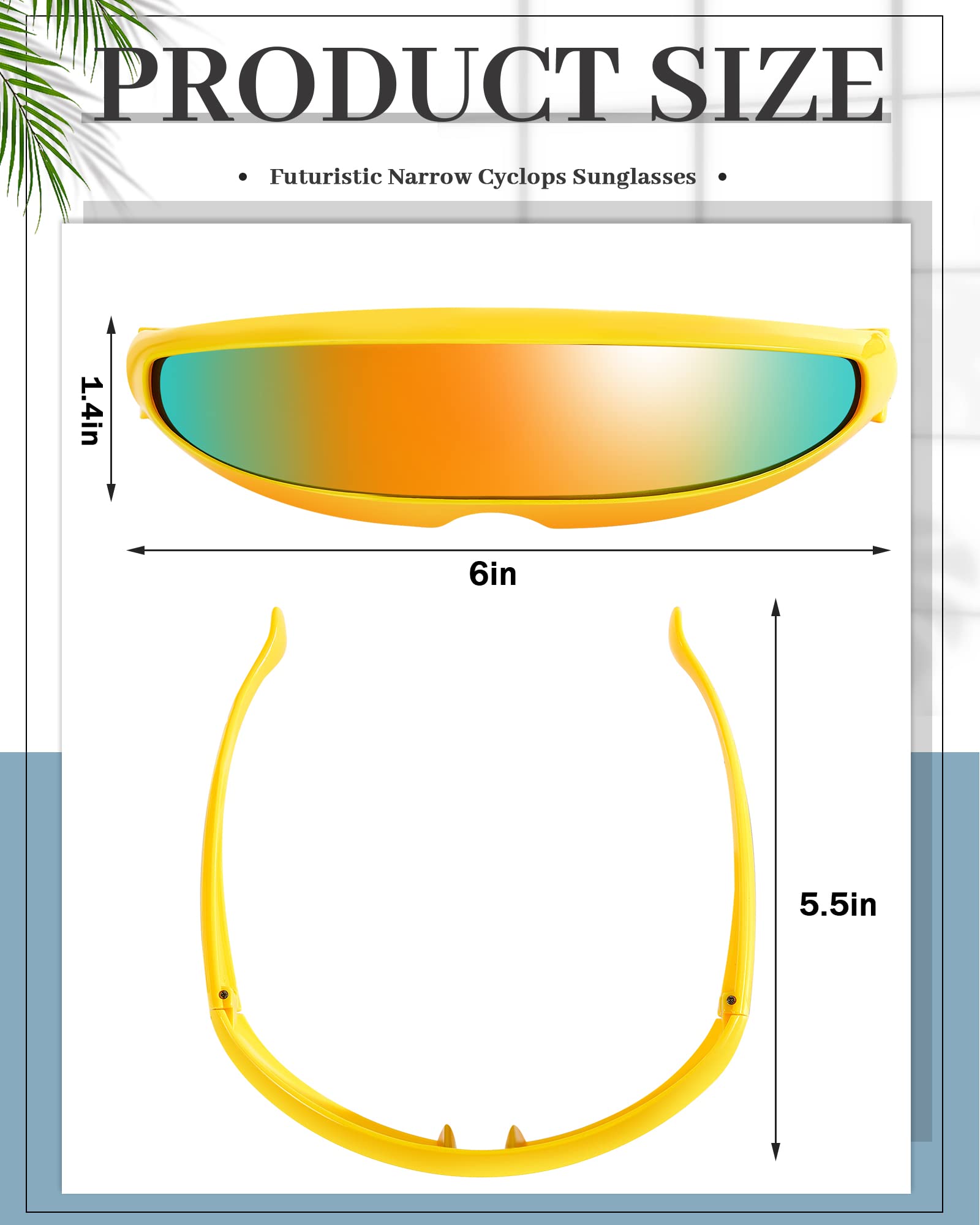 4 Pairs Futuristic Narrow Cyclops Sunglasses - Robot & Space Costume Accessory with Color Mirrored Lens - Perfect for Cosplay, Halloween, and Sci-Fi Events