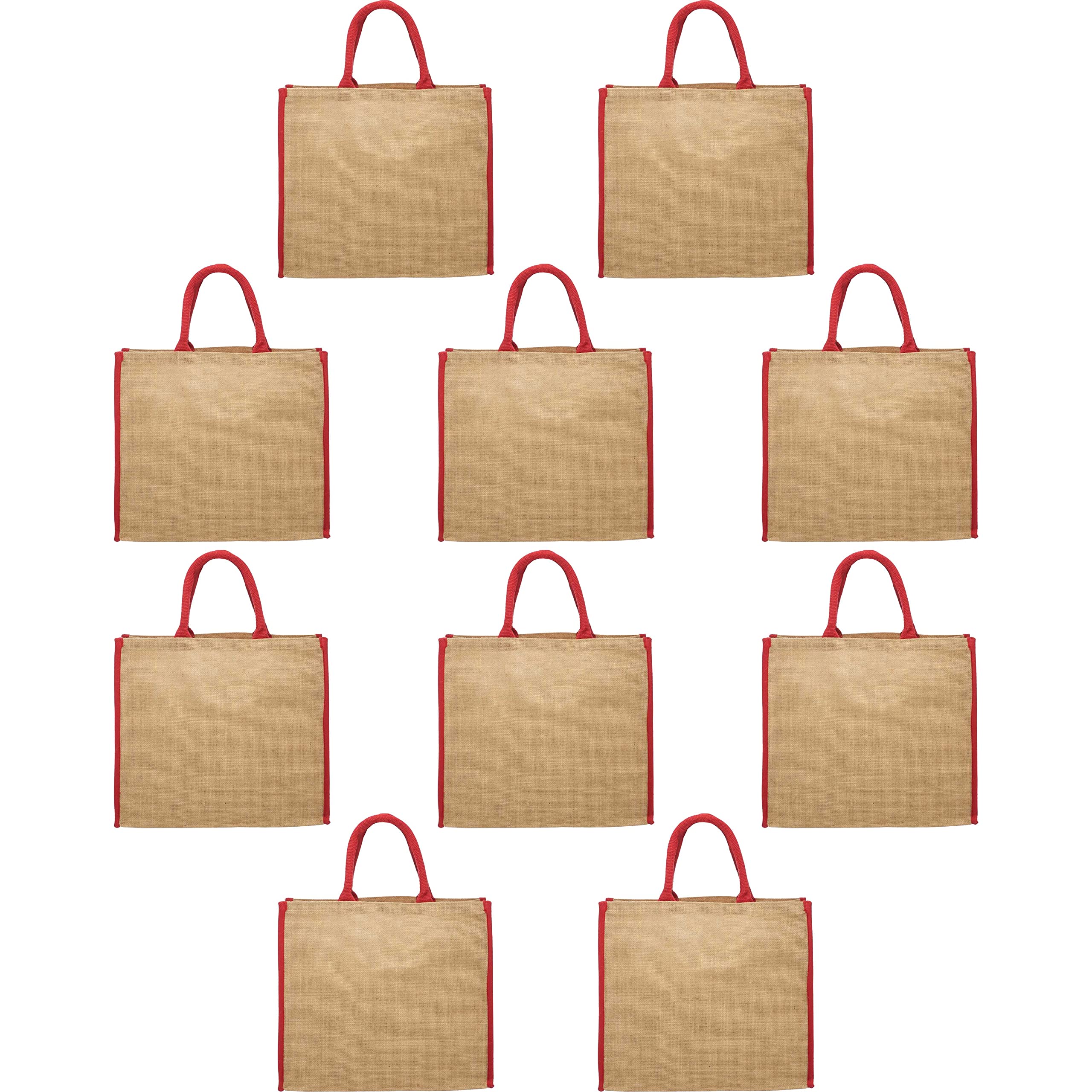 Eco-Friendly Jute Tote Bags for Women & Men - Reusable Grocery Shopping & Beach Tote - Natural Fiber Sustainable Fashion Accessory for Work, Travel & Daily Use