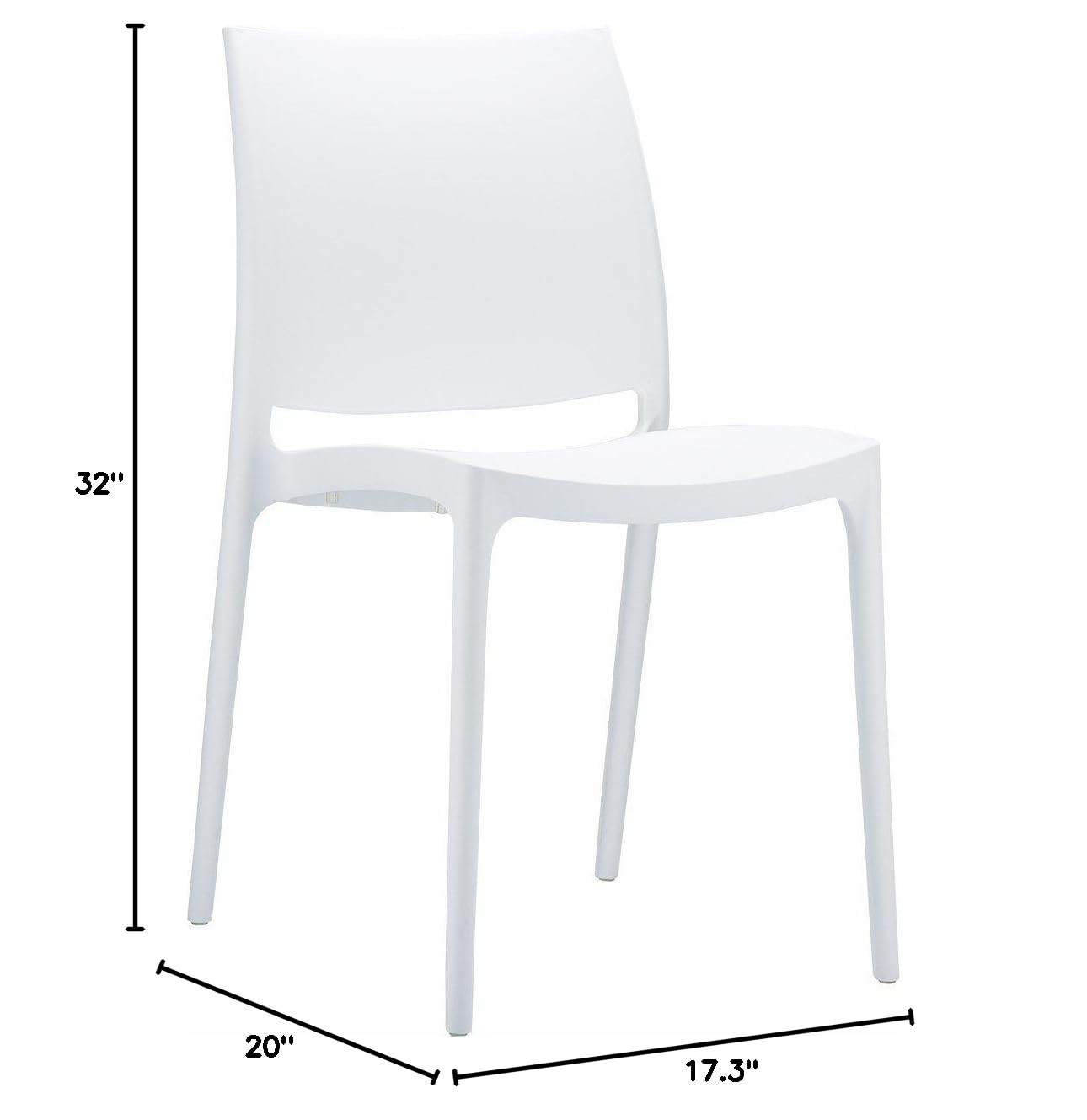 Maya White Patio Dining Chairs Set of 2 - Weather-Resistant Outdoor Furniture for Backyard, Garden, Poolside & Patio Dining