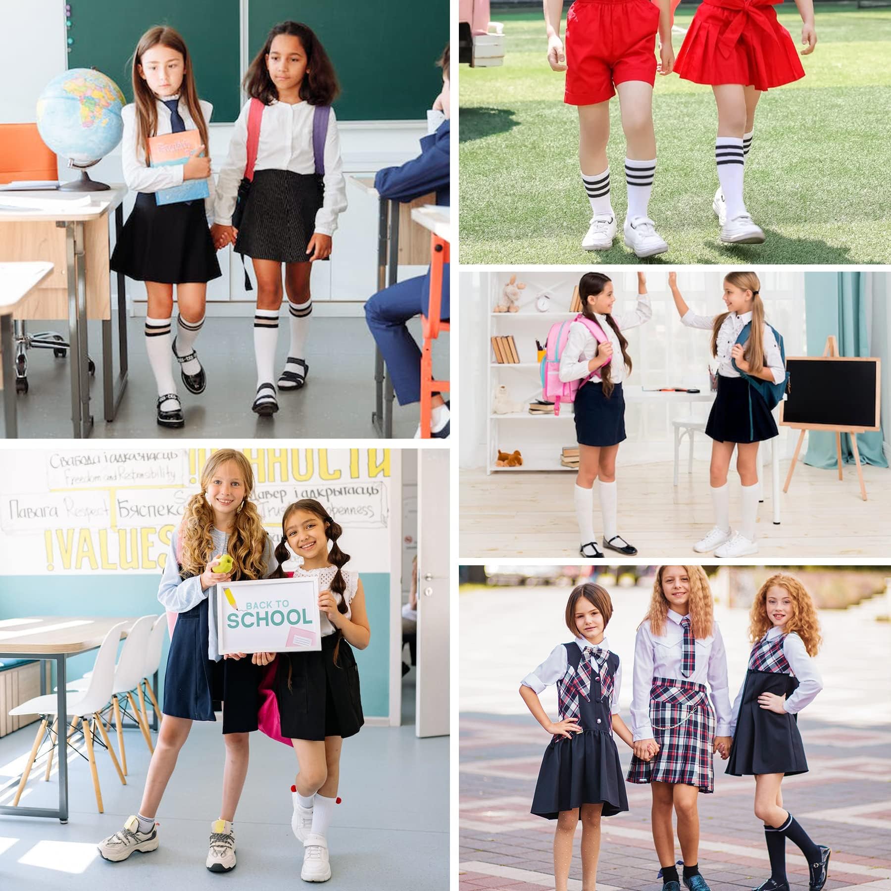 Zando Kids Soccer Socks - Youth Baseball Football Softball Cotton Knee High Socks for Girls - Perfect for Sports Training, Games & Team Uniforms