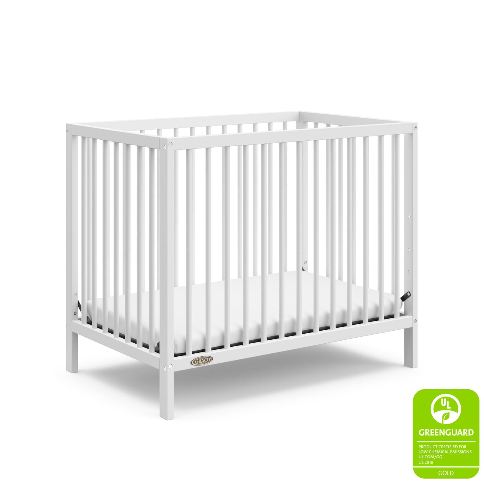 Graco Teddi 4-in-1 Convertible Mini Crib with Waterproof Mattress - GREENGUARD Gold Certified, 2.75