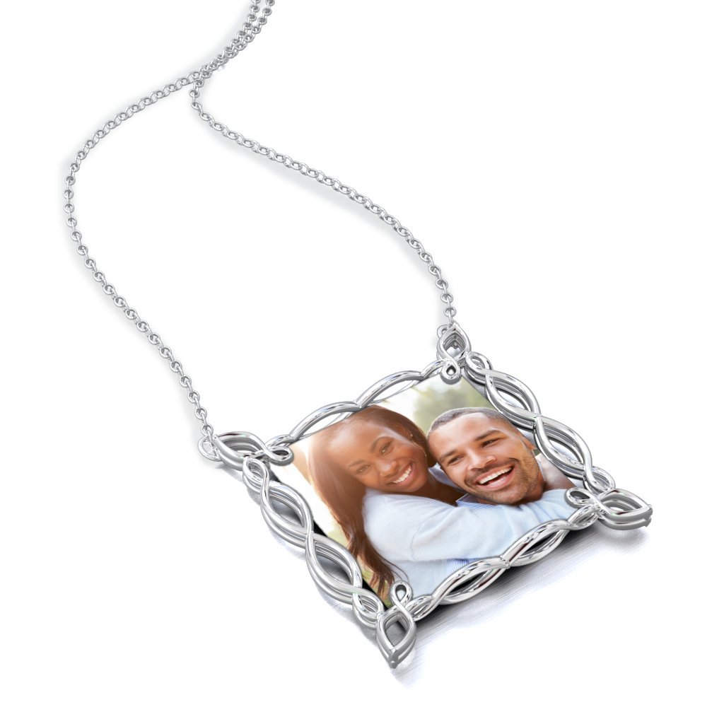 JEWLR Sterling Silver Square Infinity Photo Frame Necklace - Personalized Gift for Mom, Wife, Girlfriend | Anniversary, Birthday, Valentine's Day Jewelry