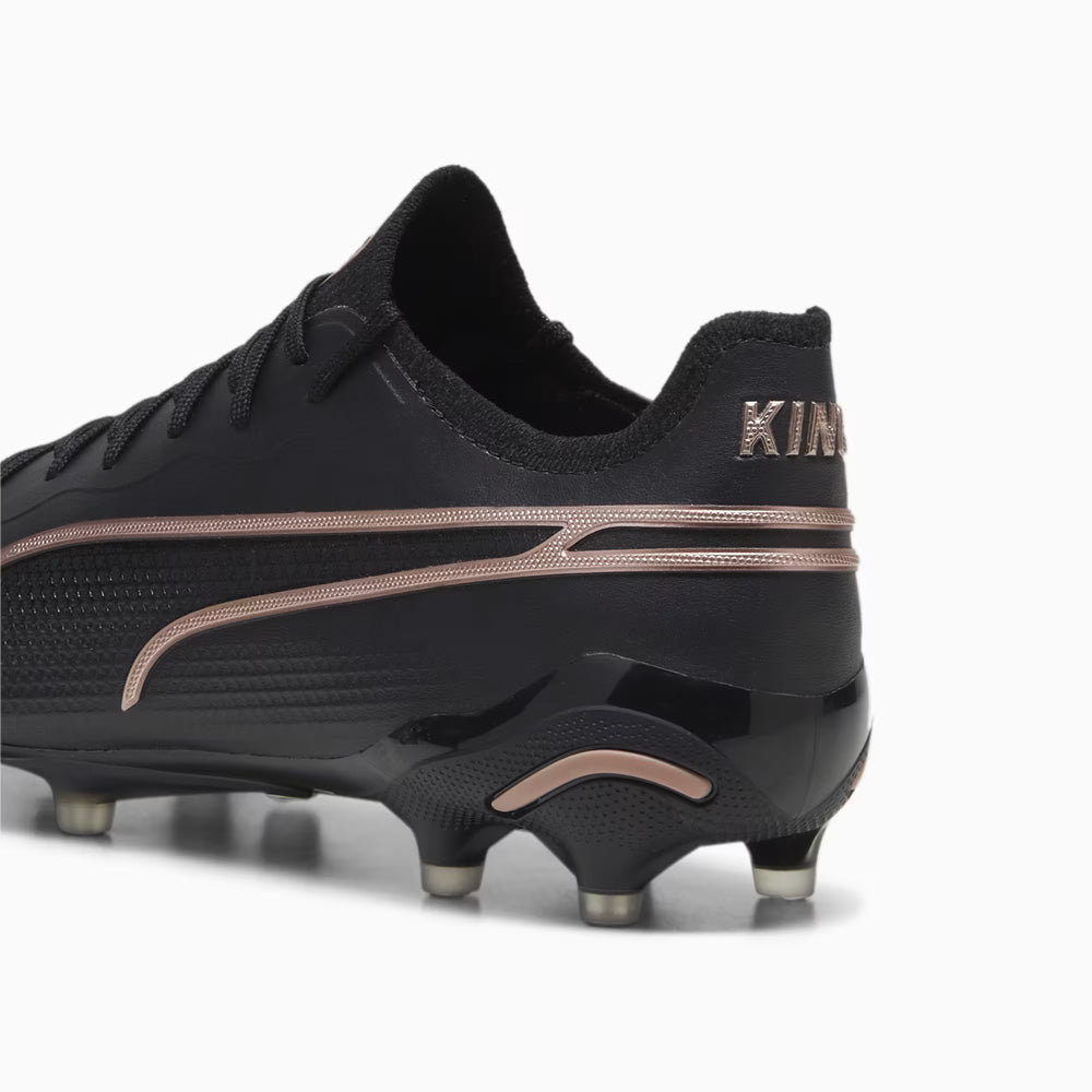 Puma King Ultimate FG/AG Soccer Cleats for Men - Black/Copper Rose Football Shoes | Perfect for Turf & Artificial Grass Fields, Competitive Matches & Training Sessions