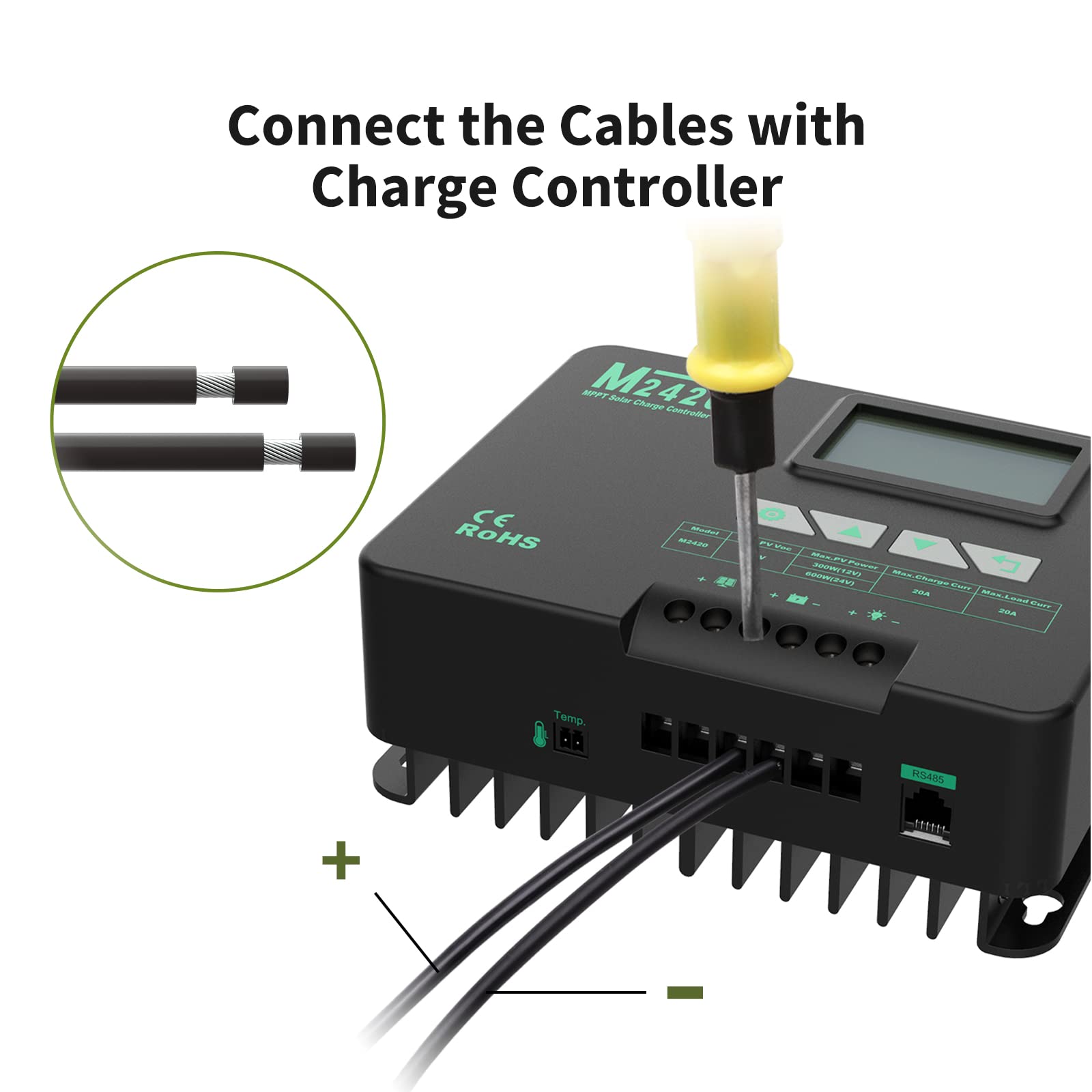 HQST 8FT 10 AWG Copper Tray Cable - Heavy Duty Solar Battery Connector for Charge Controllers & Power Systems | Perfect for RV, Marine, and Off-Grid Solar Installations