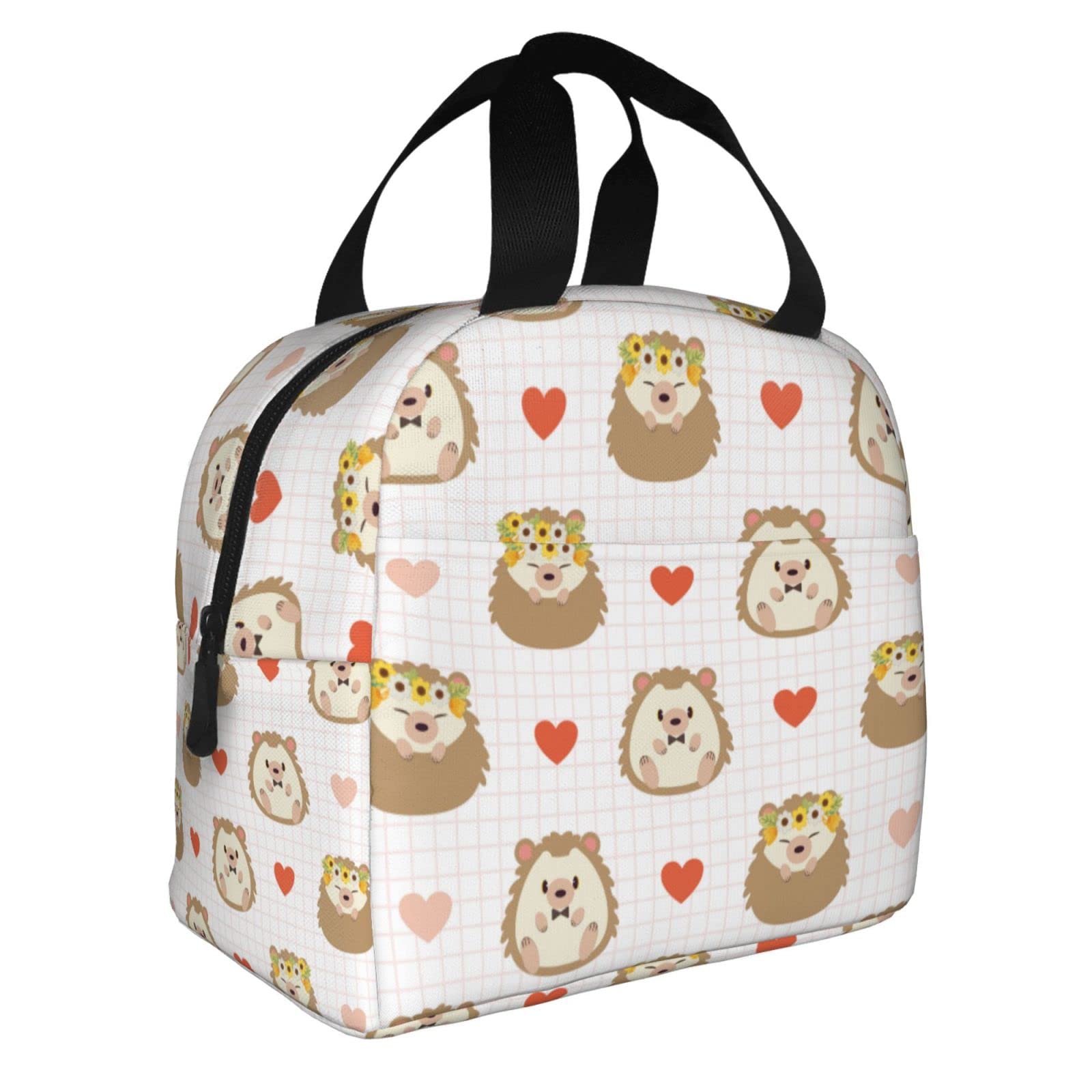 Cute Hedgehog Insulated Lunch Box with Heart Design - Reusable & Portable Meal Container for School, Work, Travel & Picnic - Perfect for Boys & Girls