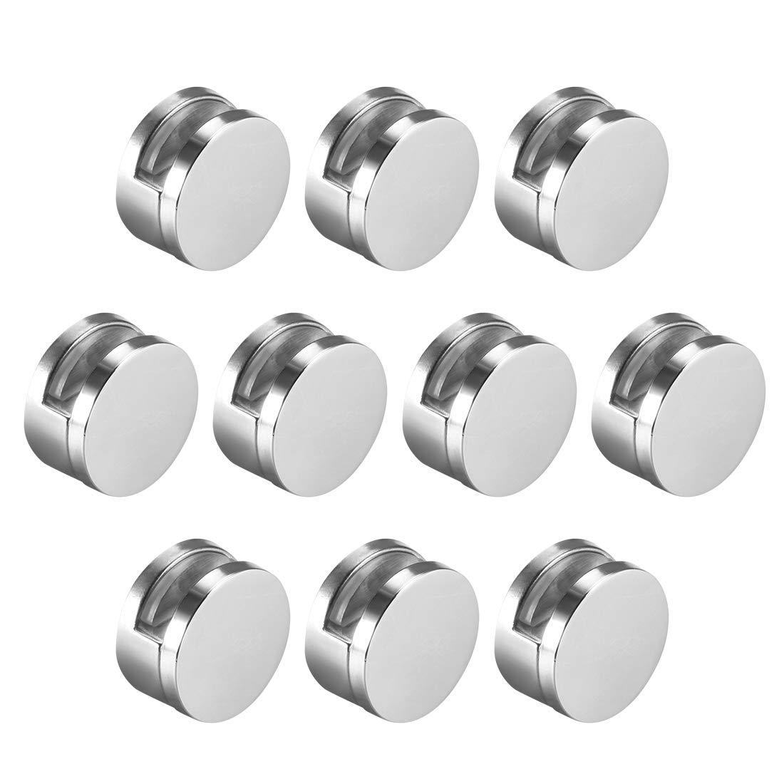 uxcell Zinc Alloy Mirror Clips - 10pcs Round Glass Clamps for 5mm Thick Mirrors, Heavy Duty Mirror Holder for Bathroom, Vanity & Wall Mounting