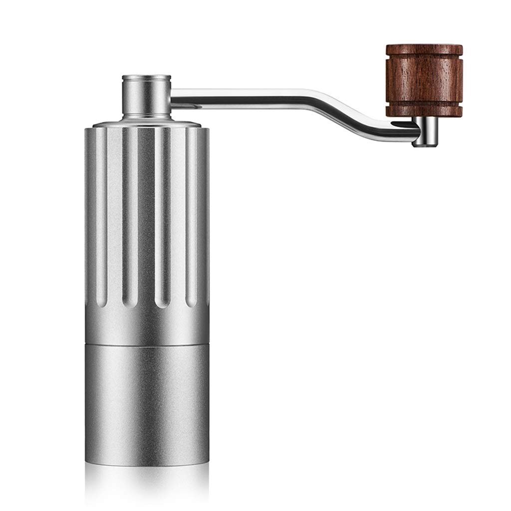 Premium Manual Coffee Grinder for Espresso & Beans - Ergonomic Hand Crank, Fast & Labor-Saving Design - 25-28g Capacity (Silver) - Perfect for Home Brewing, Camping & Travel Coffee Enthusiasts