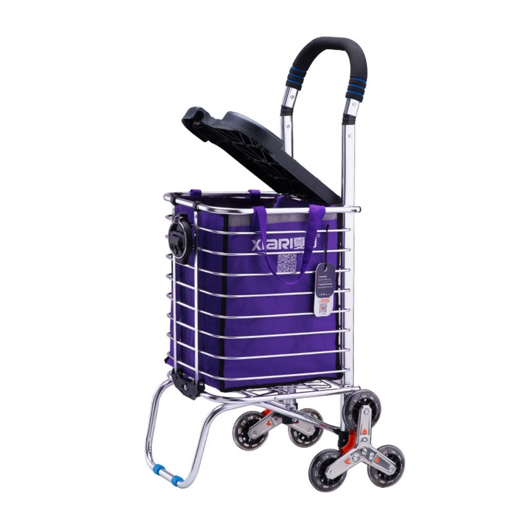 Stair Climbing Shopping Cart with Seat - Diner & Beauty Salon Trolley for Seniors & Home Use