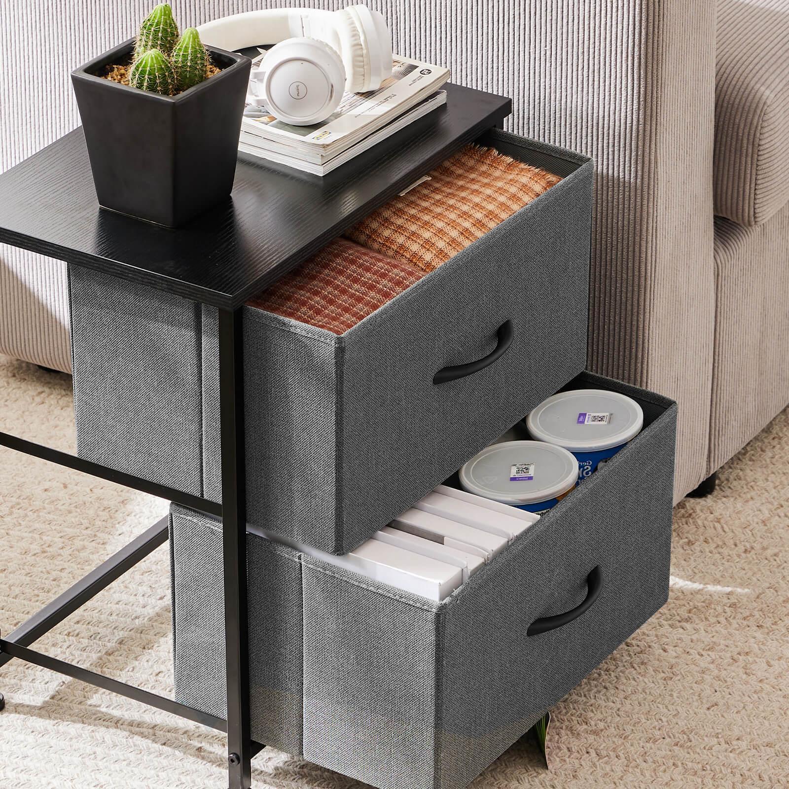 Modern Gray Dresser with Metal Frame & Wood Top - 2-BC Chest of Drawers for Bedroom, Living Room or Office Storage