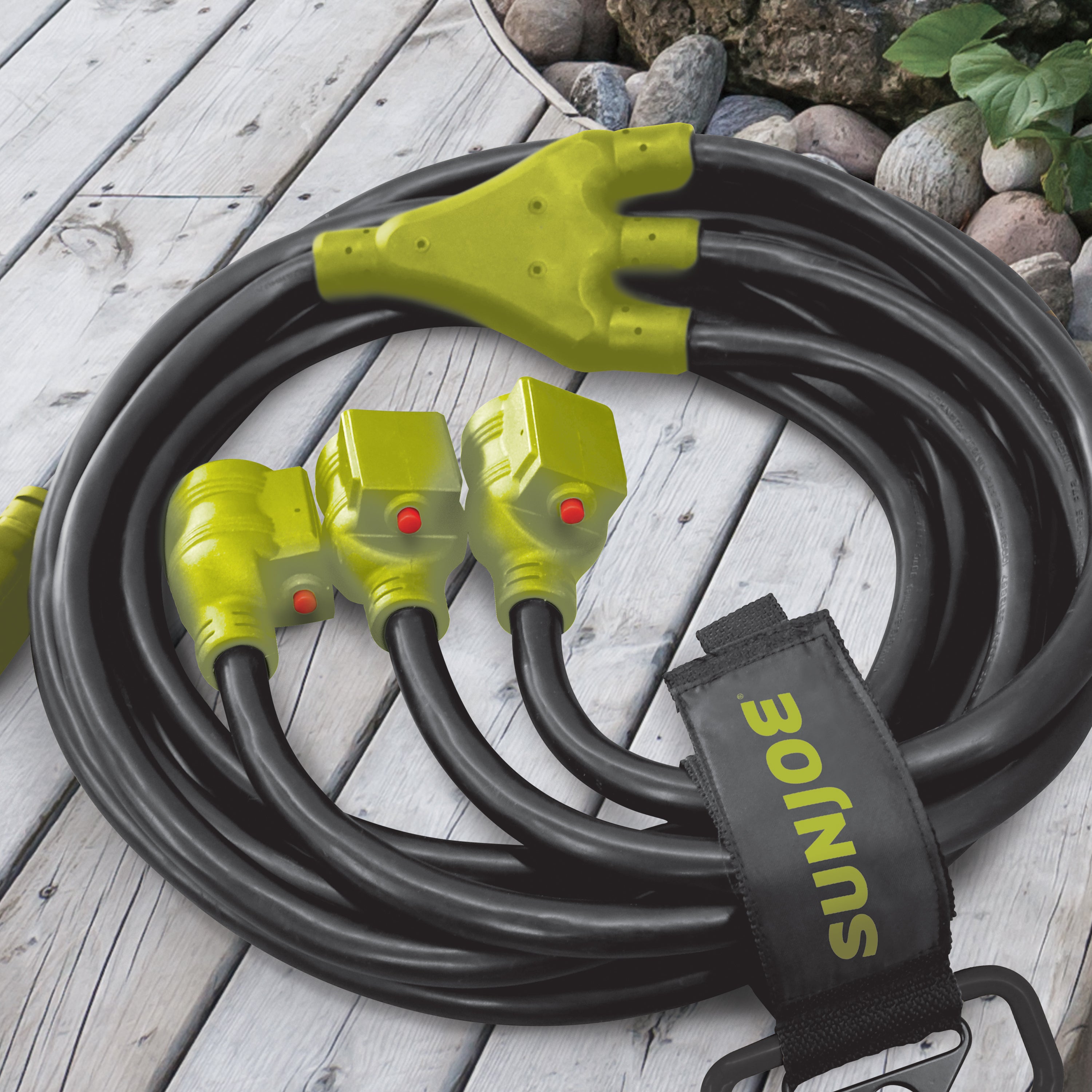 Sun Joe SJG EXT2510 3-Way Generator Power Cord - 25ft Heavy Duty 10/3 Gauge Extension Cord (3750W) for Home Backup, RV Camping & Outdoor Power Supply