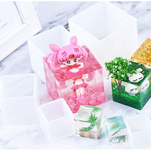 Premium Square Silicone Resin Molds for DIY Crafts - Set of 5 Cube Casting Molds for Epoxy Resin, Jewelry Making, and Home Decor Projects | Perfect for Resin Art, Geode Creations & Gift Making