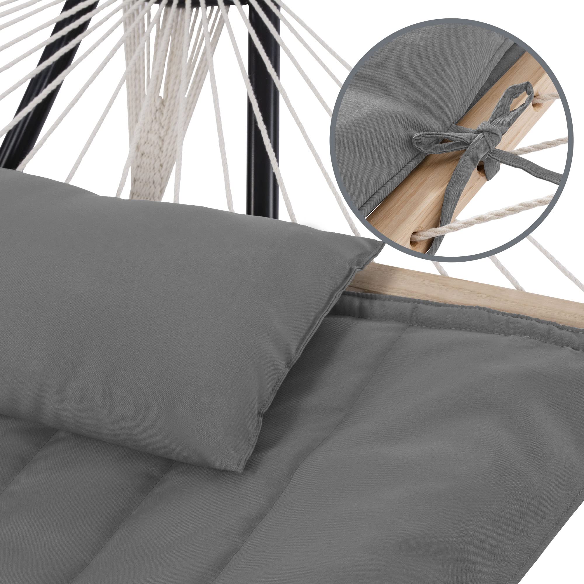 **SUNCREAT 15 FT Outdoor Hammock for Two - Light Gray Patio, Garden & Porch Swing Bed - Perfect for Relaxing, Camping & Backyard Lounging**