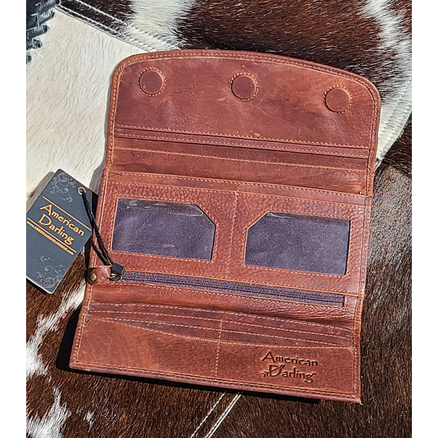 American Darling Bronc Painted Leather Wallet for Women - Western Style Cowgirl Bifold with RFID Protection | Perfect for Rodeo, Country Music Festivals & Everyday Use