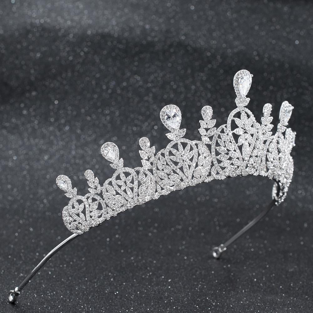 Royal Wedding Tiara Crown - Cubic Zirconia Bridal Diadem for Princess Bride & Prom - Perfect for Weddings, Pageants & Special Occasions