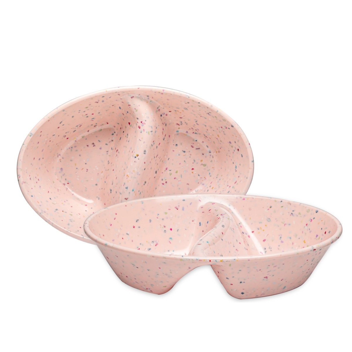 2-Piece Pink Confetti Divided Serving Dish Set - Perfect for Parties, Weddings, and Dessert Displays