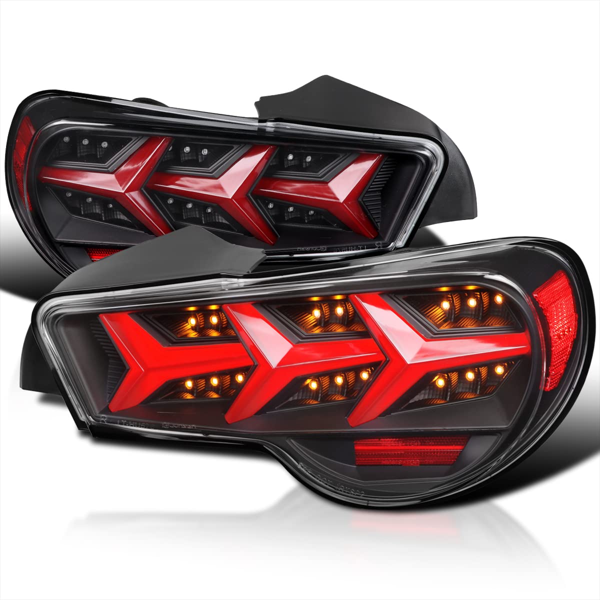 Spec-D Tuning Black LED Tail Lights with Sequential Turn Signals - Compatible with 2013-2016 Scion FR-S & Subaru BRZ - Left & Right Pair Assembly - Upgrade Your Car's Rear Lighting for Enhanced Style and Safety