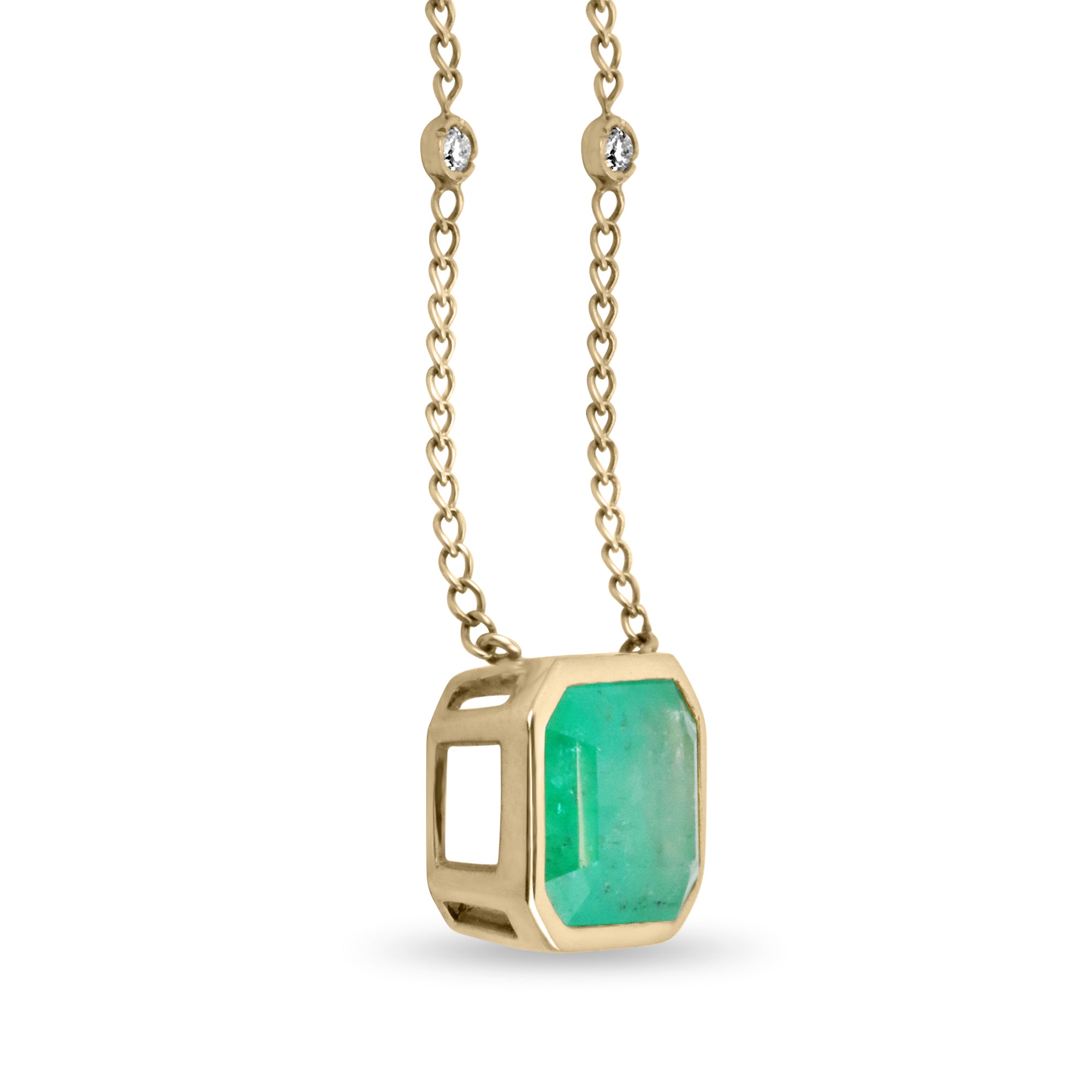 8.35tcw Large Colombian Emerald Cut Solitaire Statement Necklace in 14K Gold - Elegant Jewelry for Weddings, Parties & Special Occasions