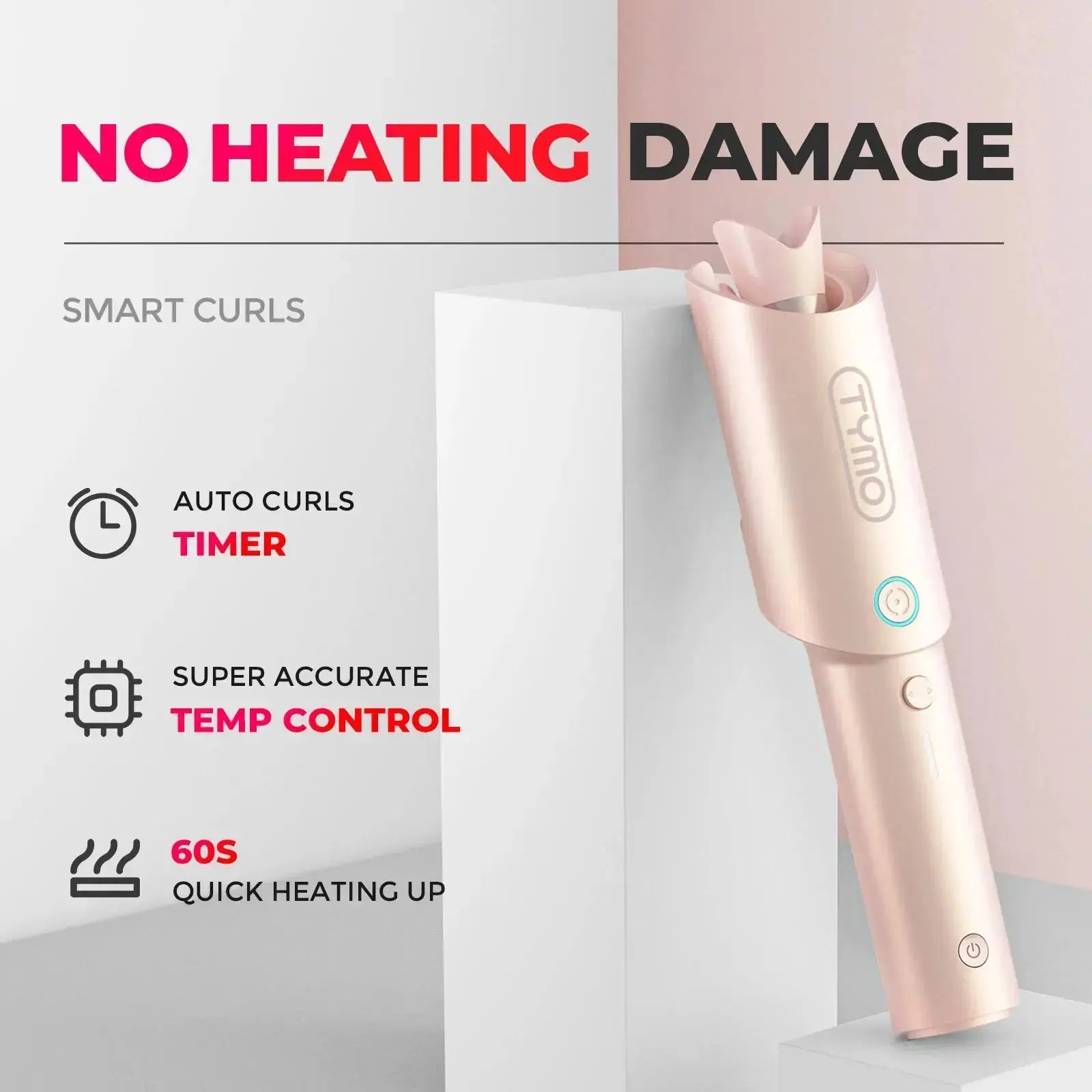 Tymo Curlgo Eco - Professional Hair Curling Iron for Salon-Quality Styling | Perfect for Home Use, Travel & Special Occasions