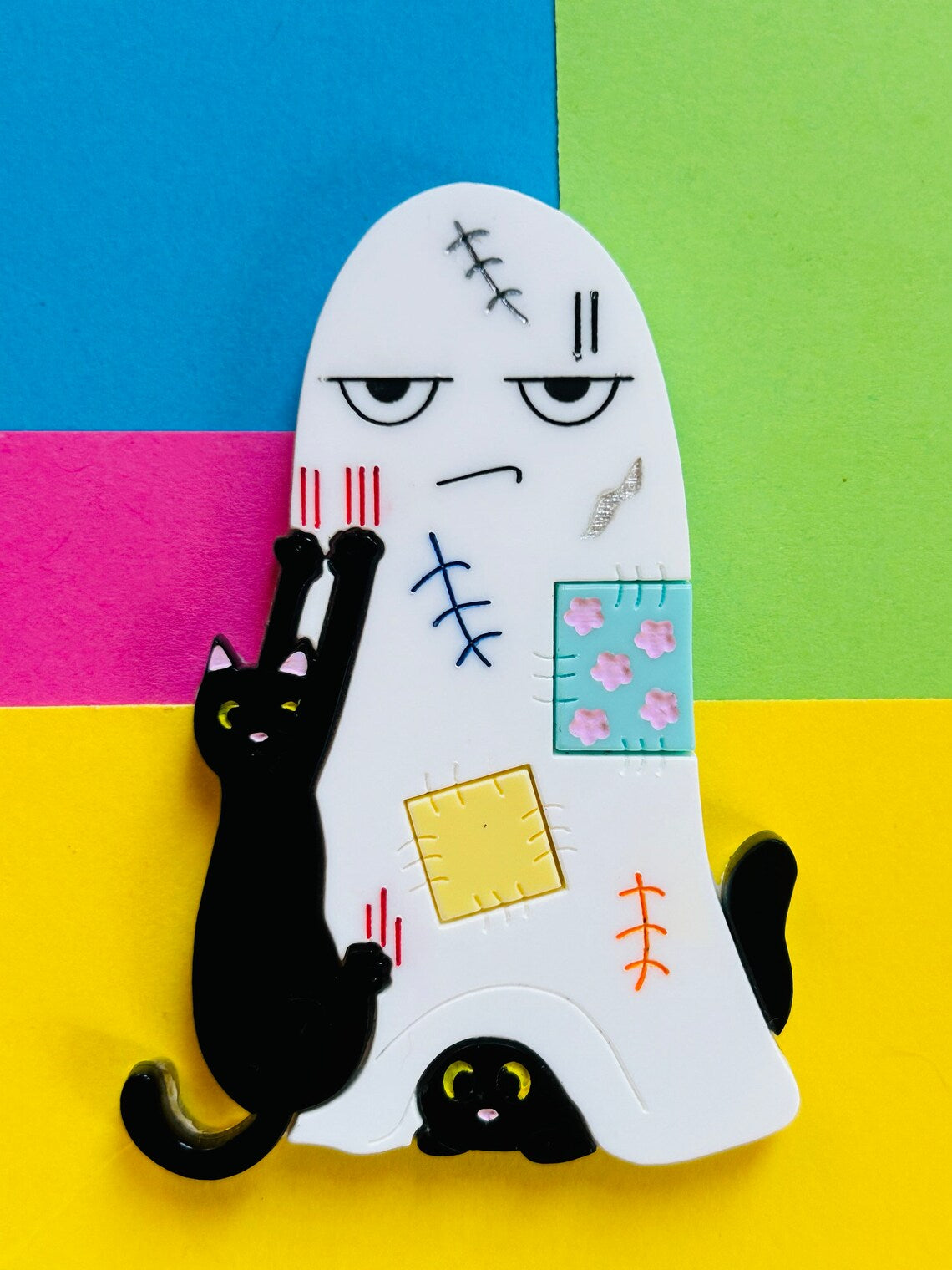 Adopt a Cat Acrylic Brooch - Kawaii Animal Pin Badge by Makokot Design - Perfect for Backpacks, Jackets & Gifts for Cat Lovers