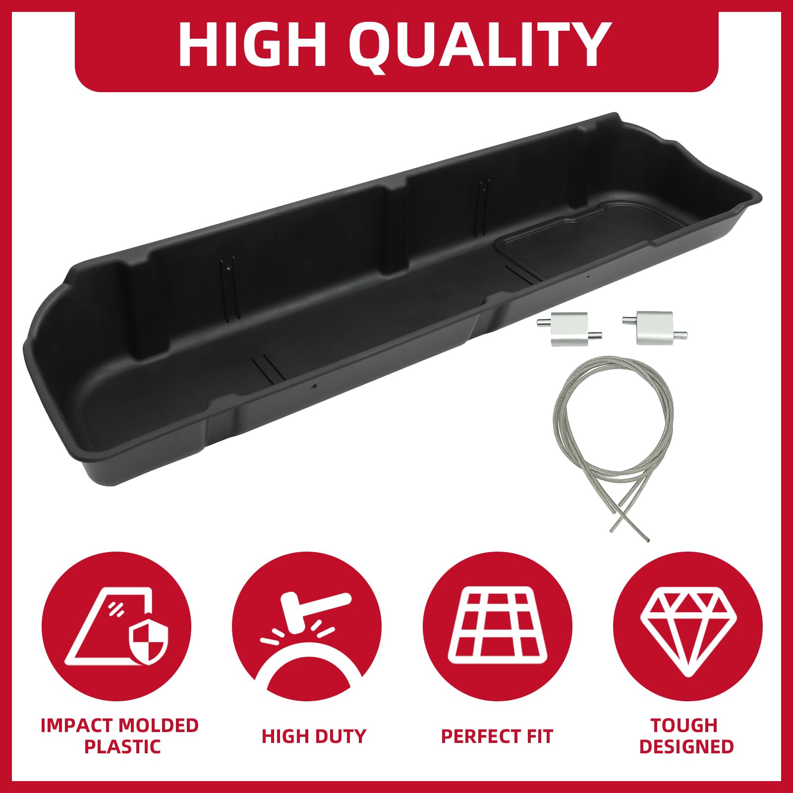 HECASA Under Seat Storage Box for 2009-2014 Ford F150 Supercrew & Crew Cab | Black Truck Organizer | No Subwoofer Required | Perfect for Tools, Emergency Kits & Road Trip Essentials