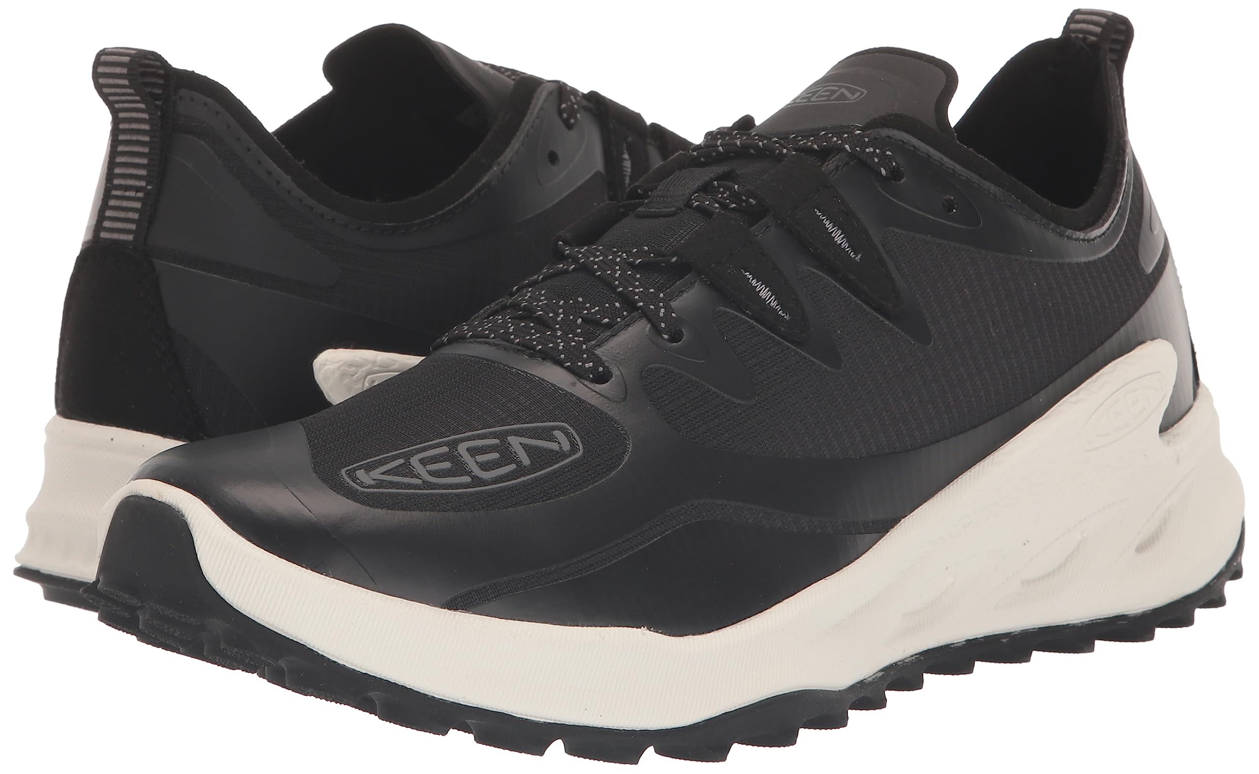 KEEN Women's Zionic Low Height Breathable All Terrain Hiking Shoes - Lightweight & Comfortable for Outdoor Adventures, Trail Running & Travel, Black/Star White, Size 8.5