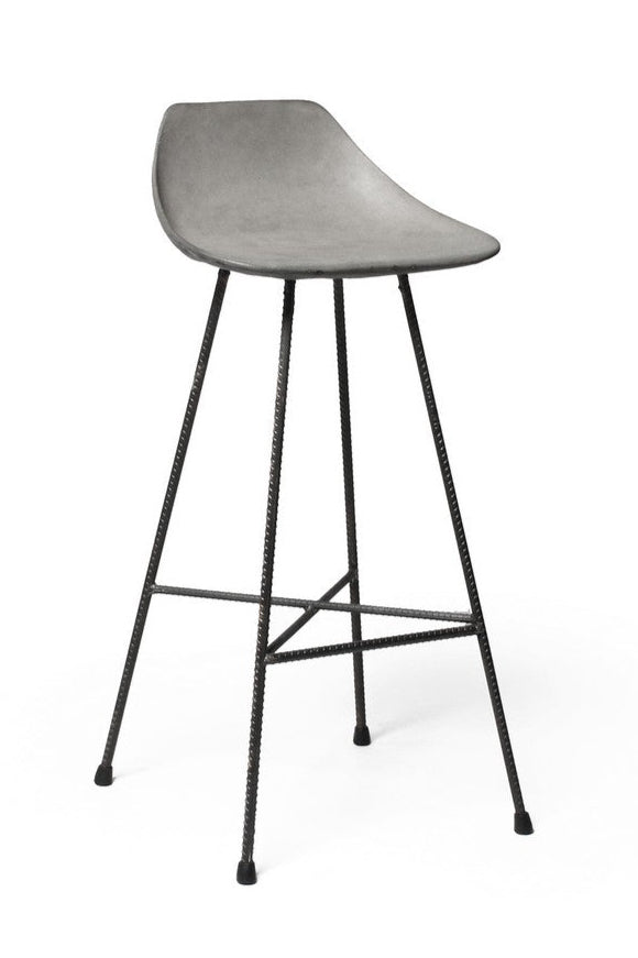 Hauteville 770 Barstool by Lyon Beton - Modern Concrete Bar Stool for Kitchen Island, Home Bar & Dining Room - Industrial Style Counter Height Stool with Metal Base