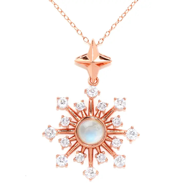 Ella Moonstone Burst Pendant Necklace - Natural Gemstone Jewelry for Women - Perfect for Boho Style, Meditation & Spiritual Healing