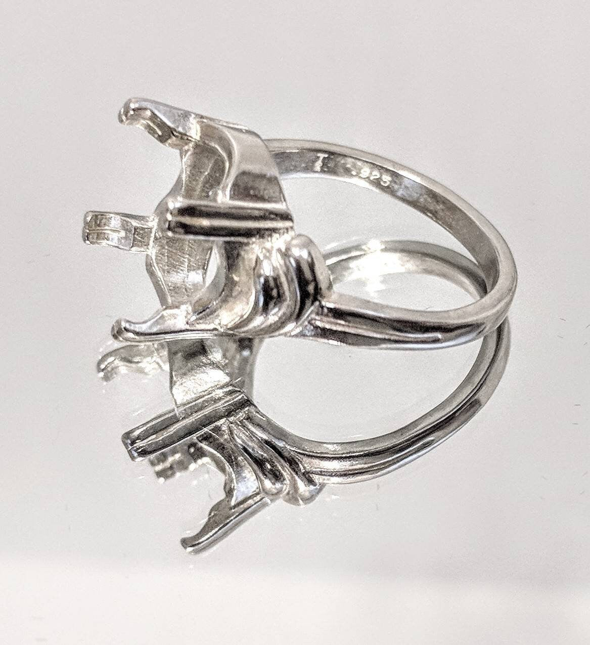 Solid Sterling Silver or 14K Gold 8x6mm & 16x12mm Oval Double Prong Ring Setting - Size 7 (163664/143664) - Perfect for Engagement Rings & Jewelry Making