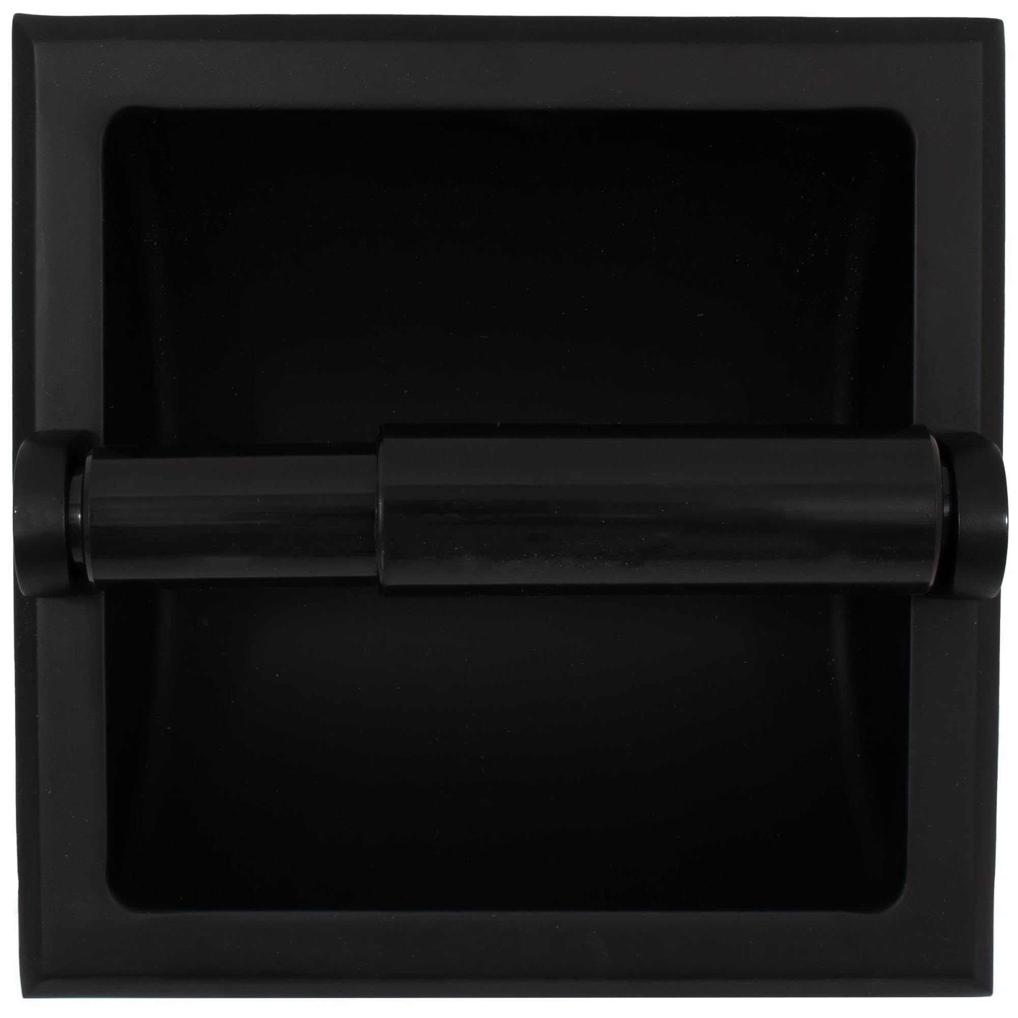 Stone Harbor Hardware Recessed Paper Holder - Matte Black Bathroom Tissue Dispenser for Modern Homes & Commercial Spaces